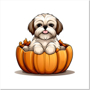 Shih Tzu Dog inside Pumpkin #1 Posters and Art